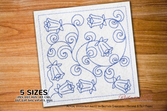 A Bluebells Embroidery Design for Boutique Apparel