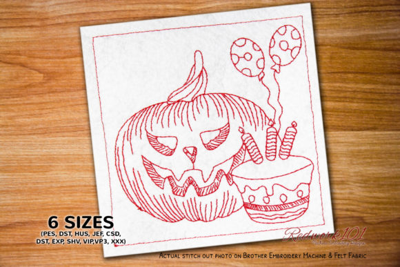 A Friendly Pumpkin Cake Design for Halloween Embroidery