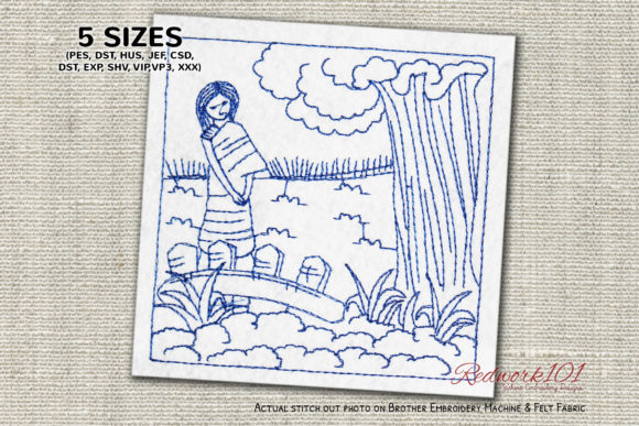 A Garden Scene Embroidery Design for Seasonal Collections