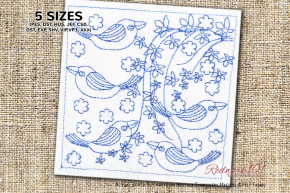 Abstract Bird Pattern Redwork: A Designer's Review