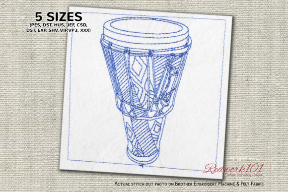 Ashiko Drum Redwork: A Design with Quiet Rhythm