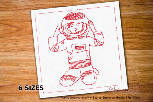 Astronaut Sitting Embroidery for Boutique Apparel