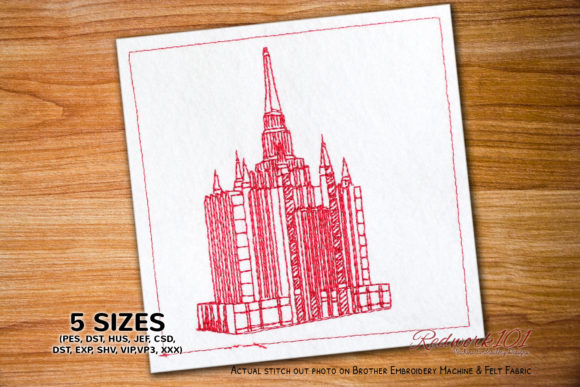 Bangkok Thailand Temple Redwork Embroidery Design Review