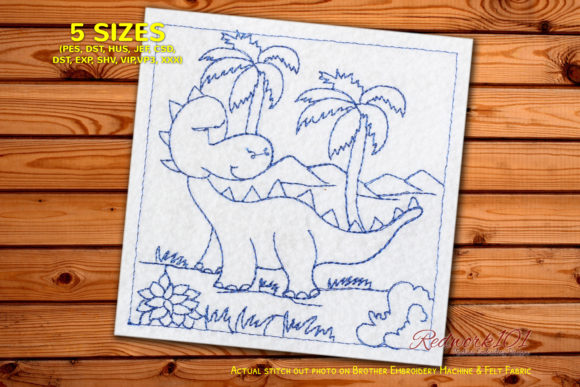 Cute Baby Dinosaur Embroidery for Boutique Apparel