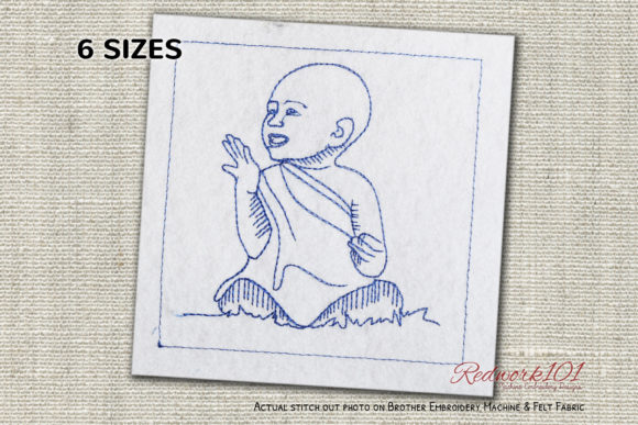 Cute Buddhist Kid Embroidery Design Review