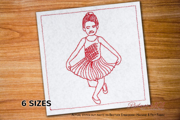 The Ballerina Redwork Design for Personalized Gifts