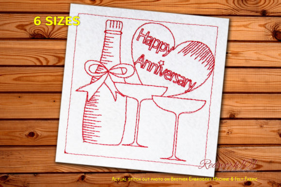 Wine Bottle & Glass: A Happy Anniversary Embroidery Review